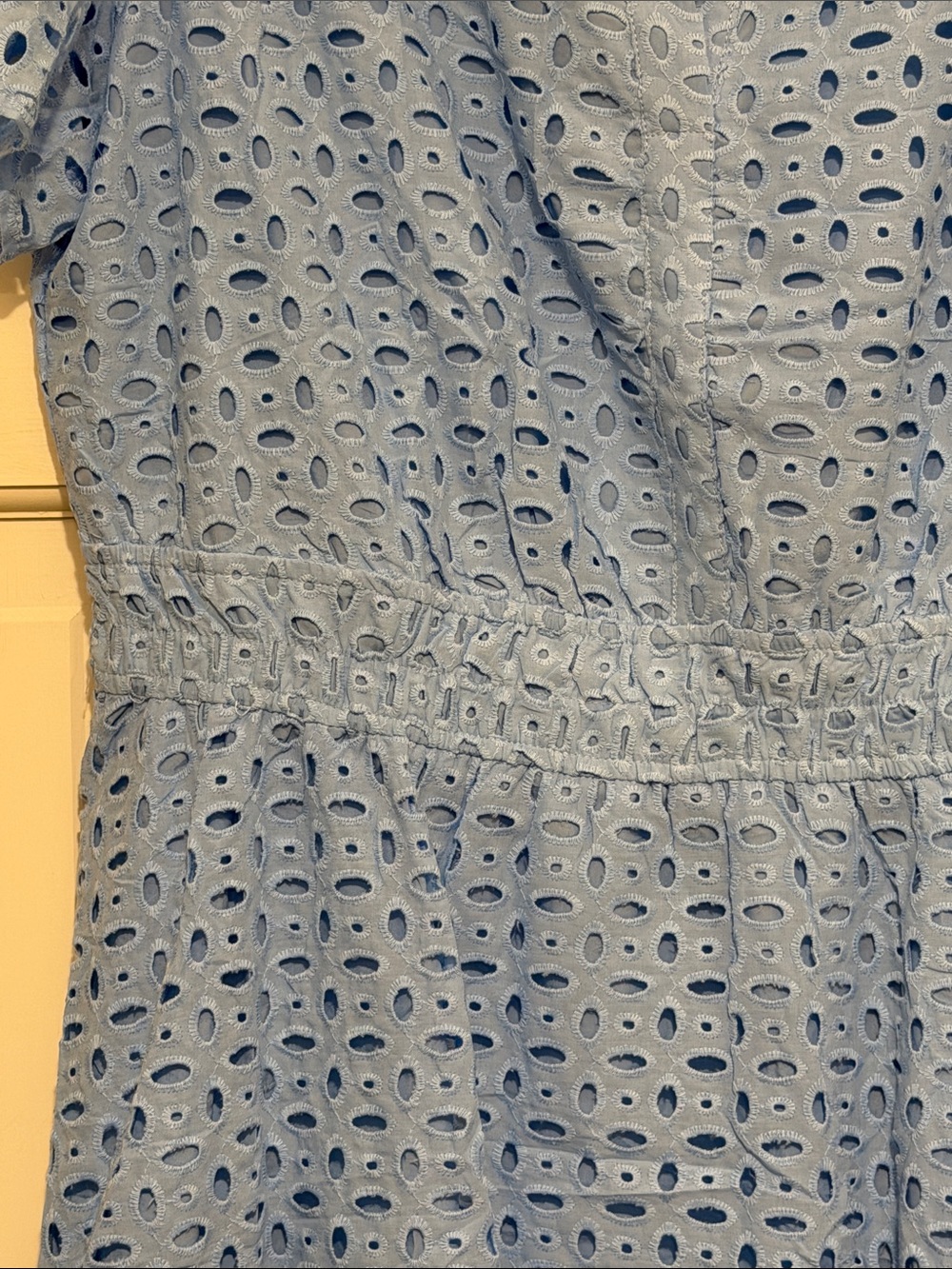 Light Blue Eyelet Mini Dress with Short Sleeves by Unknown Brand - Picture 4 of 8